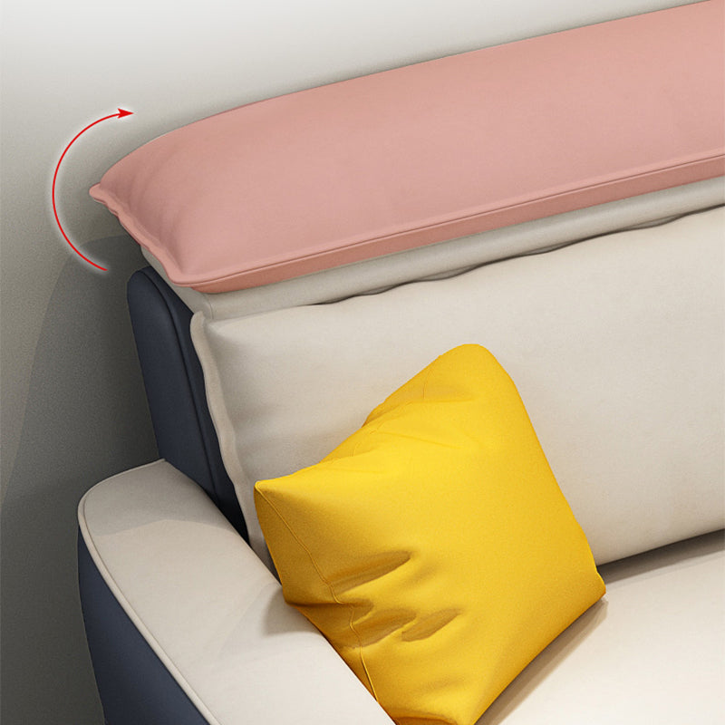 Modern 33.46 " H Faux Leather Square Arm Sofa & Chaise for Living Room