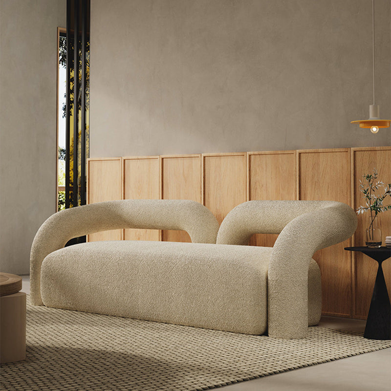 Contemporary Style Curved Sofa Statement Tuxedo Arm Sofa in White