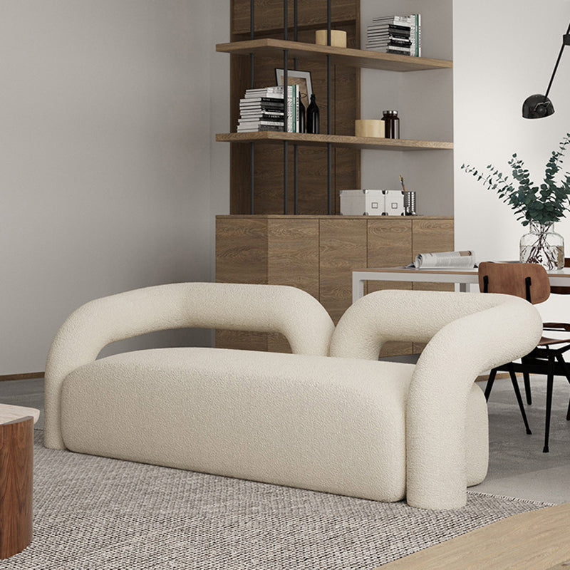 Contemporary Style Curved Sofa Statement Tuxedo Arm Sofa in White