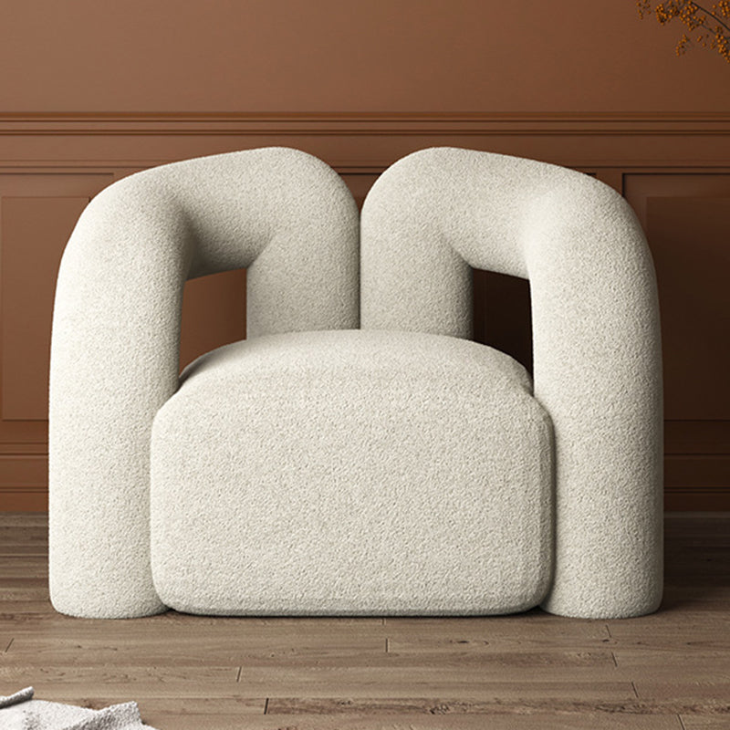 Contemporary Style Curved Sofa Statement Tuxedo Arm Sofa in White