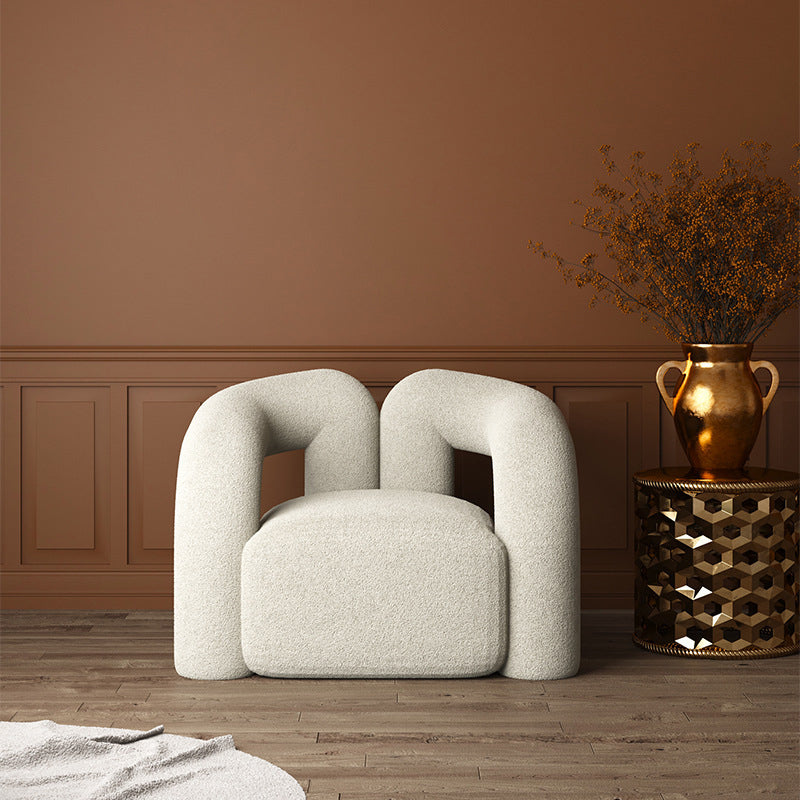 Contemporary Style Curved Sofa Statement Tuxedo Arm Sofa in White