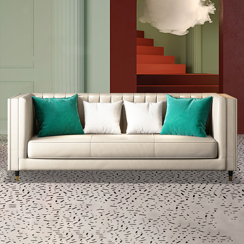 Genuine Leather Tuxedo Arm Sofa Contemporary Tight Back  Standard Sofa