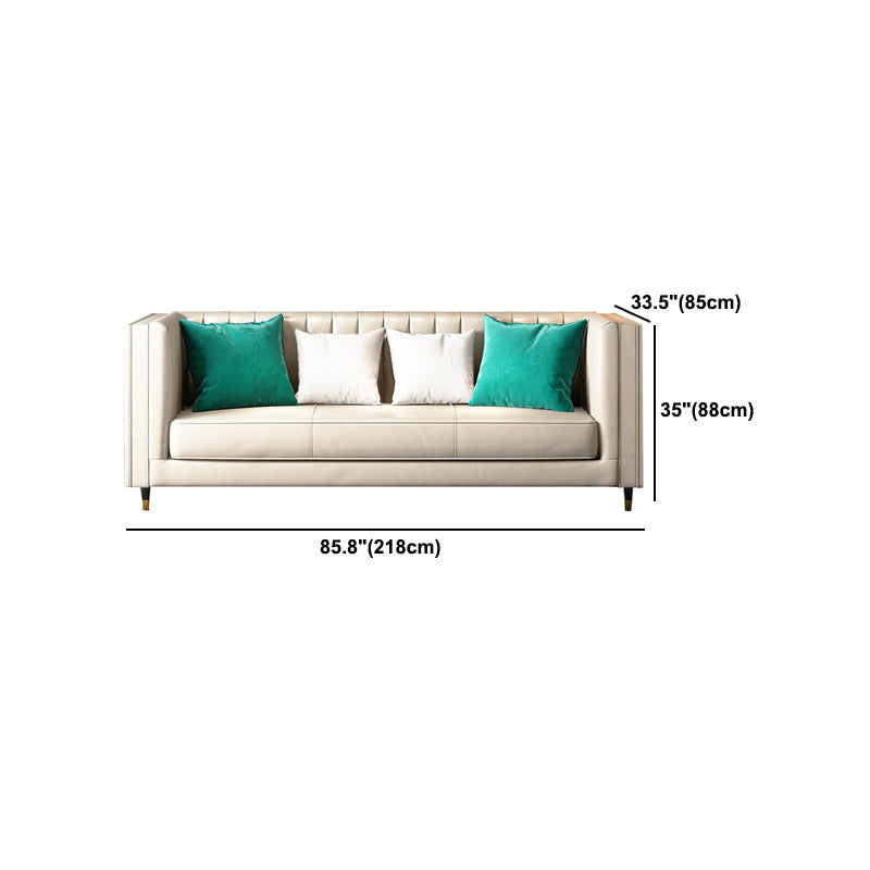 Genuine Leather Tuxedo Arm Sofa Contemporary Tight Back  Standard Sofa