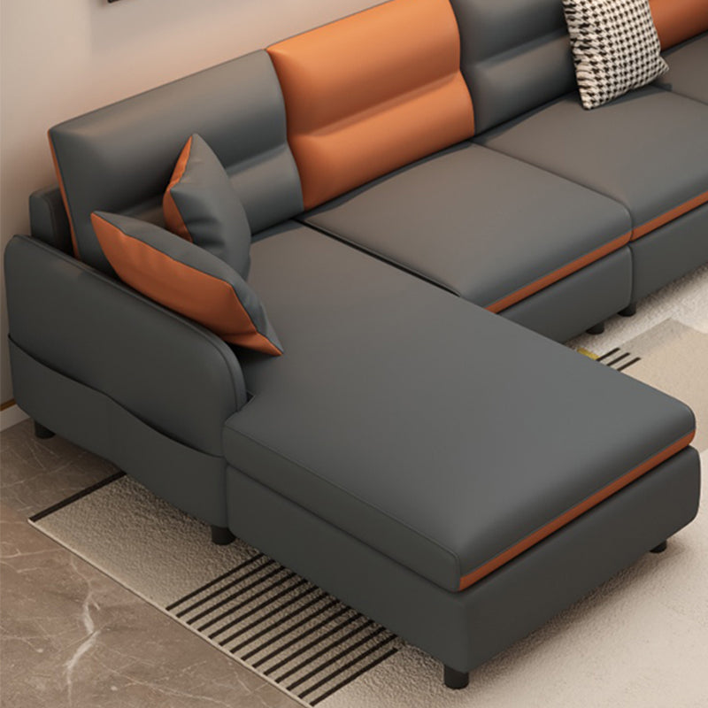 29.52 " H Faux Leather Square Arm Sofa & Chaise for Living Room