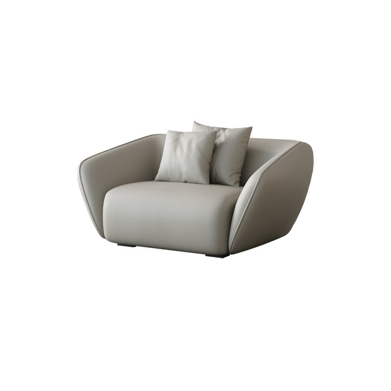Genuine Leather Sloped Arm Sofa Contemporary Standard Sofa with Pillows