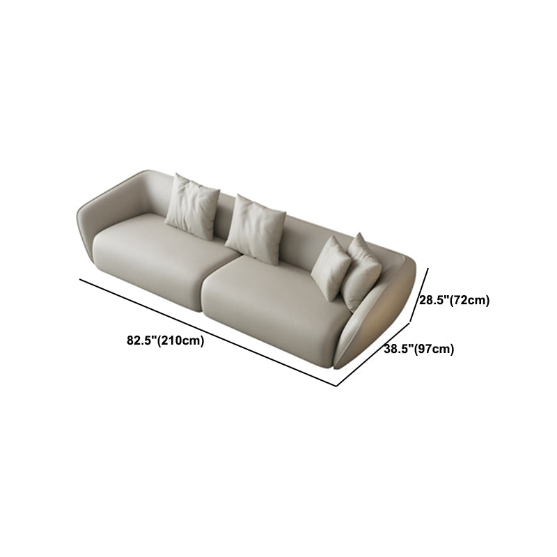 Genuine Leather Sloped Arm Sofa Contemporary Standard Sofa with Pillows