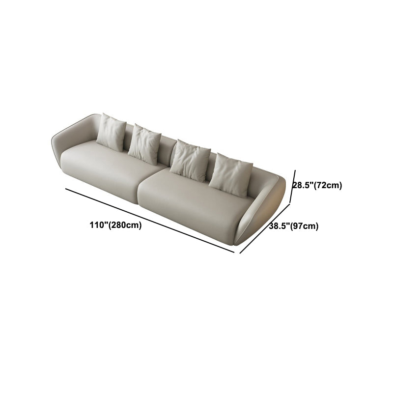 Genuine Leather Sloped Arm Sofa Contemporary Standard Sofa with Pillows