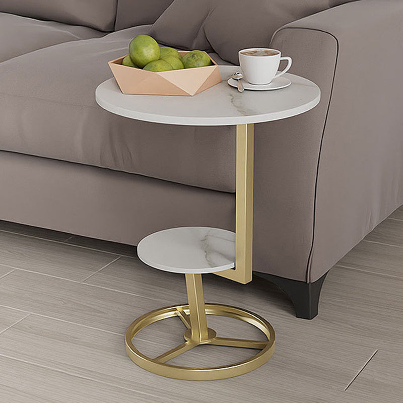 Modern Double Tier Side End Table Round Corner Table for Living Room