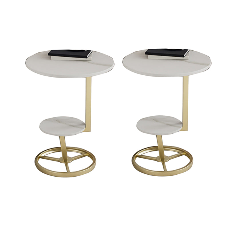 Modern Double Tier Side End Table Round Corner Table for Living Room