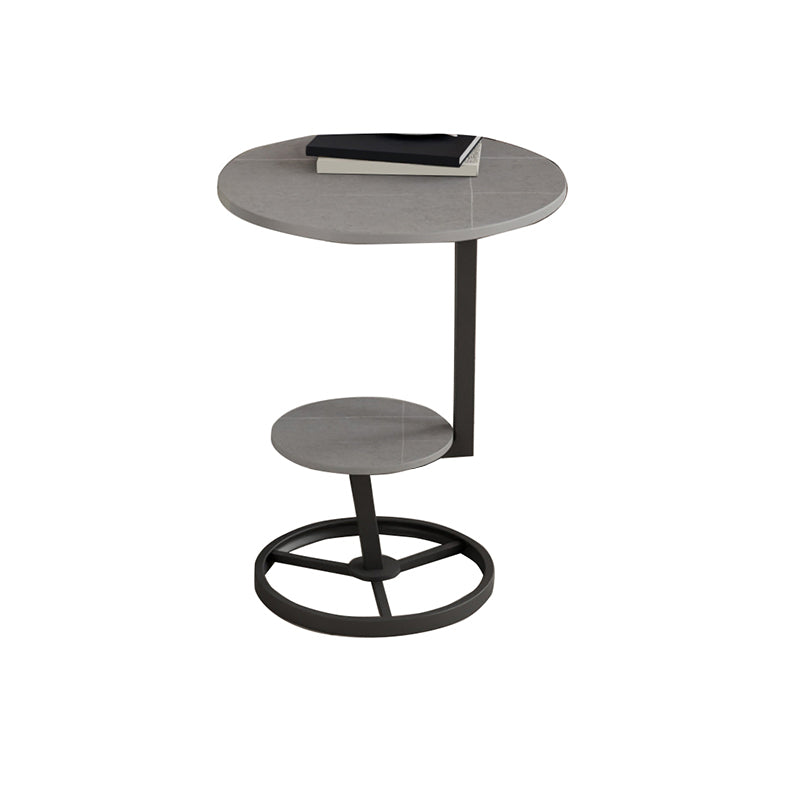 Modern Double Tier Side End Table Round Corner Table for Living Room