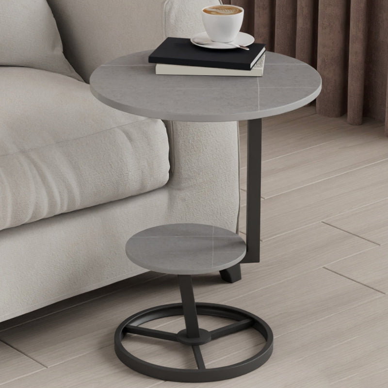 Modern Double Tier Side End Table Round Corner Table for Living Room