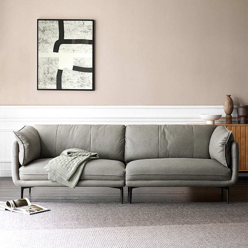 Modern Faux Leather Sofa Stain-resistant Tuxedo Arm Sofa in Gray