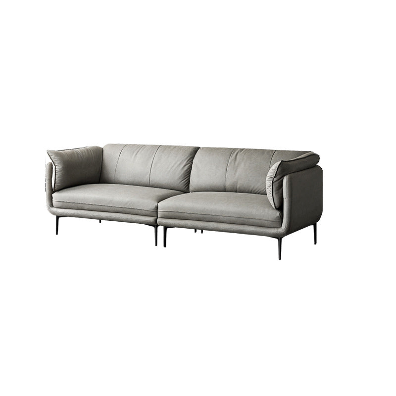 Modern Faux Leather Sofa Stain-resistant Tuxedo Arm Sofa in Gray