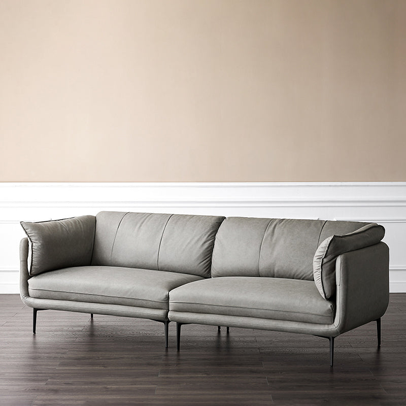 Modern Faux Leather Sofa Stain-resistant Tuxedo Arm Sofa in Gray