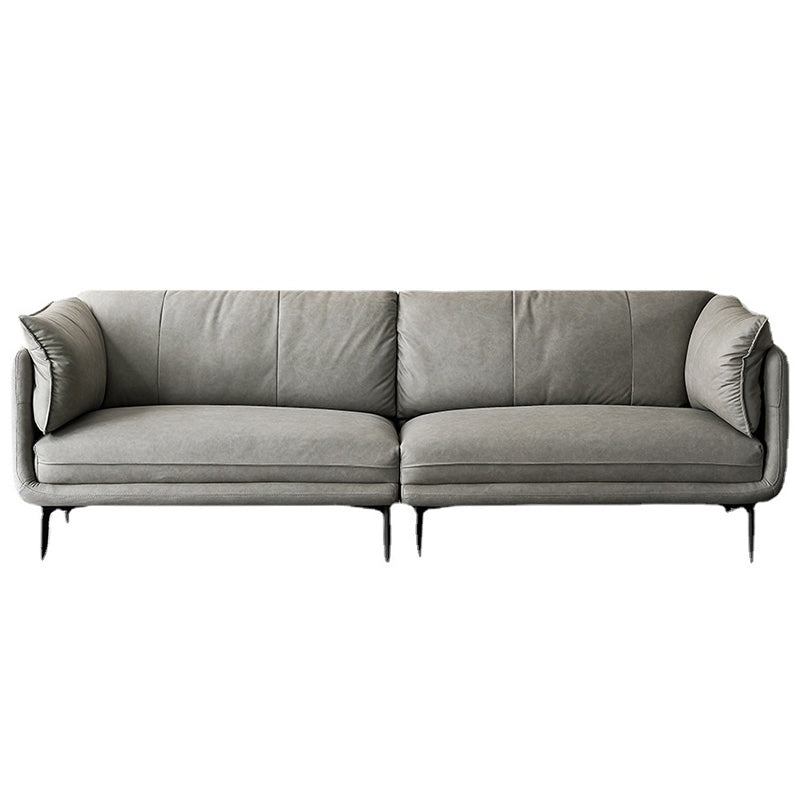 Modern Faux Leather Sofa Stain-resistant Tuxedo Arm Sofa in Gray
