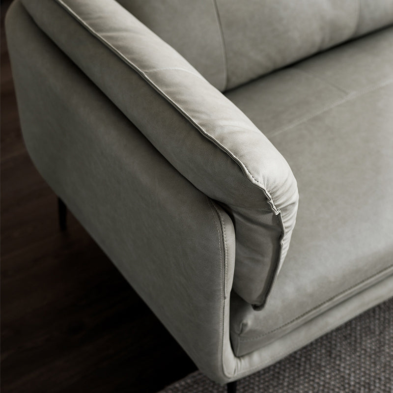 Modern Faux Leather Sofa Stain-resistant Tuxedo Arm Sofa in Gray