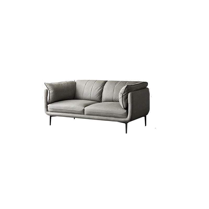 Modern Faux Leather Sofa Stain-resistant Tuxedo Arm Sofa in Gray