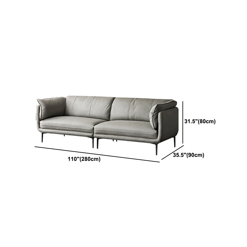 Modern Faux Leather Sofa Stain-resistant Tuxedo Arm Sofa in Gray
