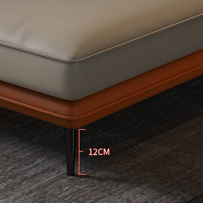 Flared Arm Sectional with Chaise Orange Faux Leather 4-seat Sectional