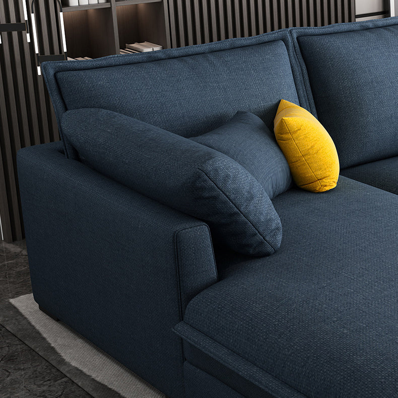 4-seater Fabric Slipcovered Sectional L-shape Square Arm Sectional Sofa