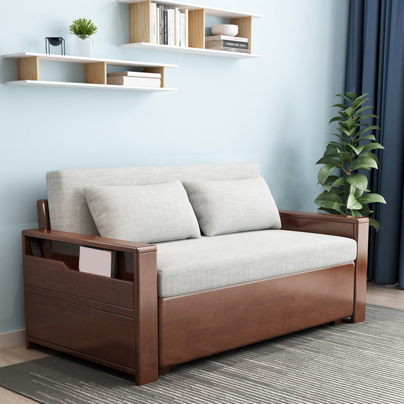 Contemporary 27.55"H Cotton Blend Wood Frame Square Arm Sofa Bed