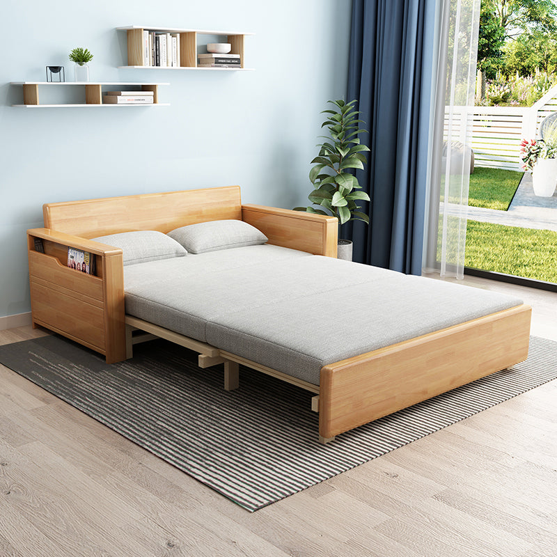 Contemporary 27.55"H Cotton Blend Wood Frame Square Arm Sofa Bed