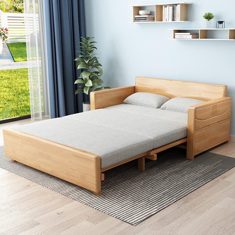 Contemporary 27.55"H Cotton Blend Wood Frame Square Arm Sofa Bed