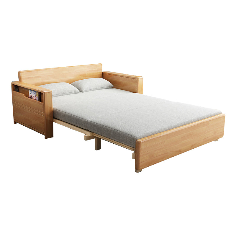 Contemporary 27.55"H Cotton Blend Wood Frame Square Arm Sofa Bed