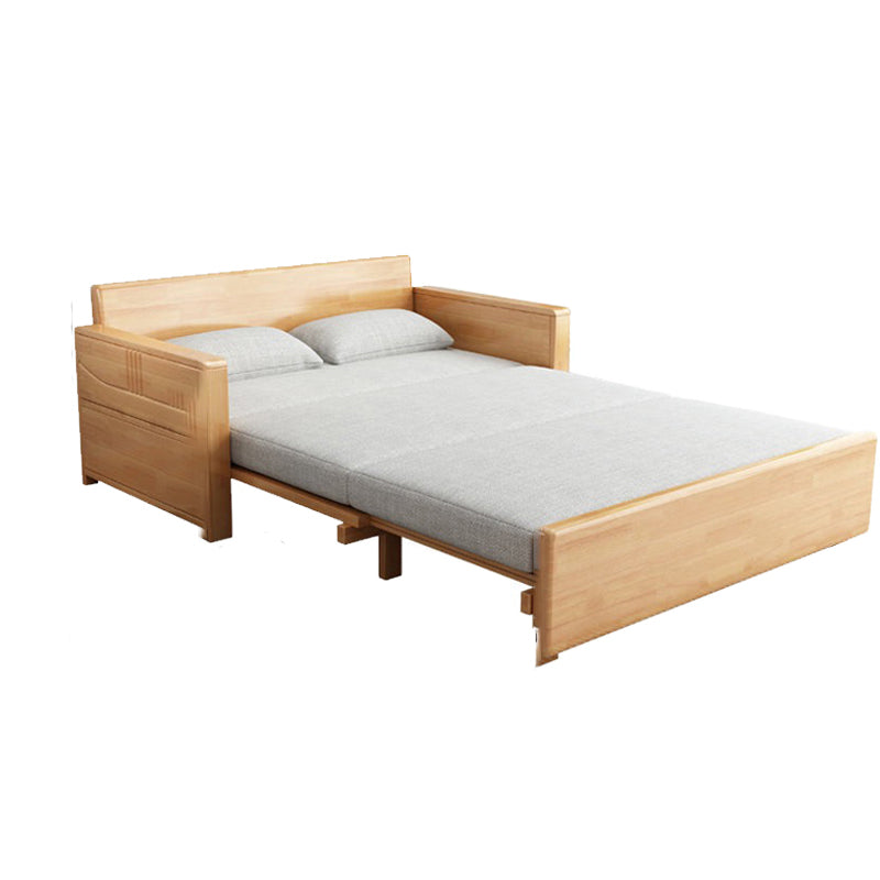 Contemporary 27.55"H Cotton Blend Wood Frame Square Arm Sofa Bed