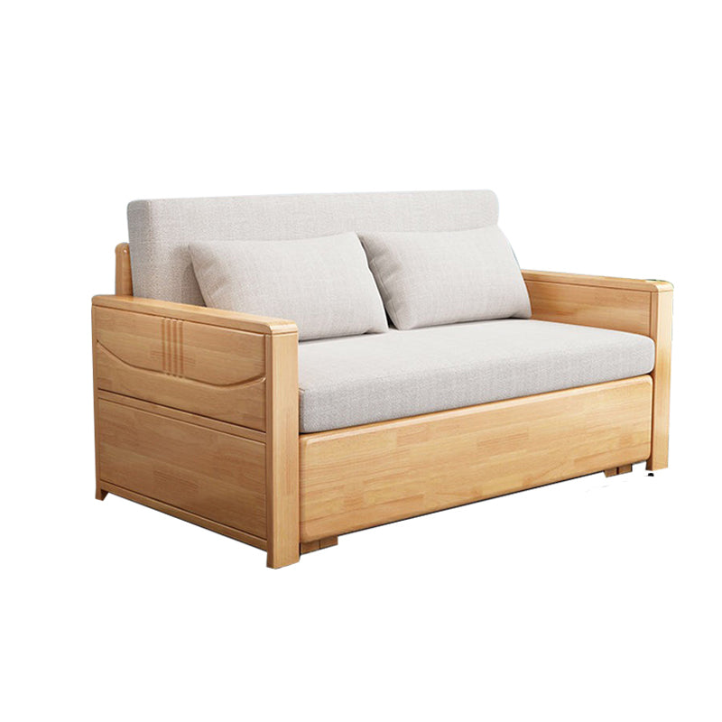 Contemporary 27.55"H Cotton Blend Wood Frame Square Arm Sofa Bed