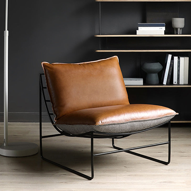 Genuine Leather Armless Chair 33.07" Wide Chair for Living Room
