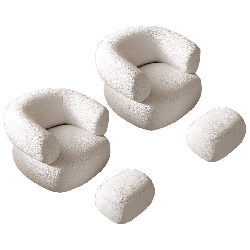 31.88" Wide Wool Barrel Chair Beige Barrel Accent Chair with Footrest