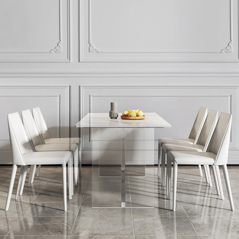 Rectangle Double Pedestal Table Modern Dining Table Acrylic Base Table for Home