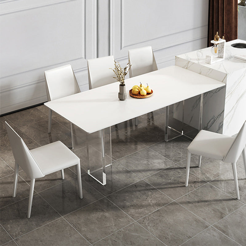 Rectangle Double Pedestal Table Modern Dining Table Acrylic Base Table for Home