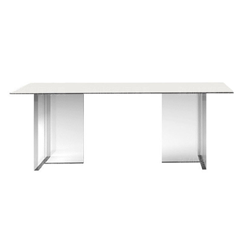 Rectangle Double Pedestal Table Modern Dining Table Acrylic Base Table for Home