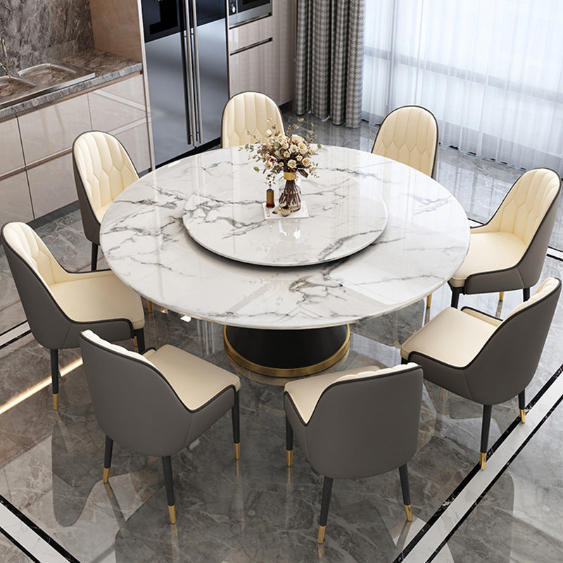 Contemporary Style Round Dining Table Steel Pedestal Base Table for Room