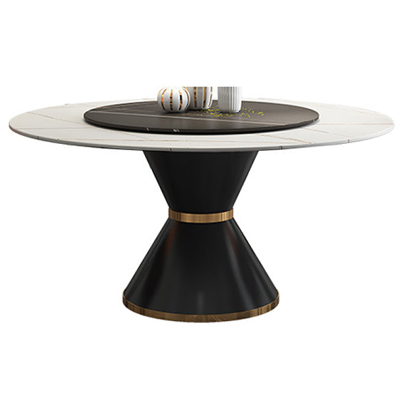 Contemporary Style Round Dining Table Steel Pedestal Base Table for Room
