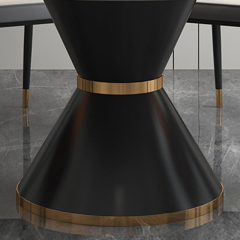 Contemporary Style Round Dining Table Steel Pedestal Base Table for Room