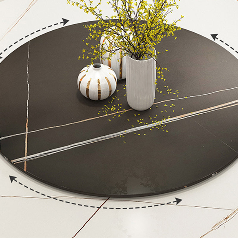 Contemporary Style Round Dining Table Steel Pedestal Base Table for Room
