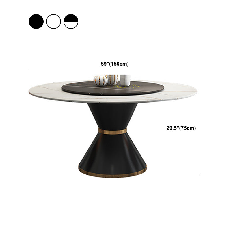 Contemporary Style Round Dining Table Steel Pedestal Base Table for Room