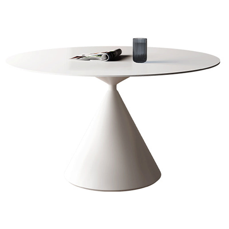 Contemporary Style Round Dining Table Steel Pedestal Base Table for Home