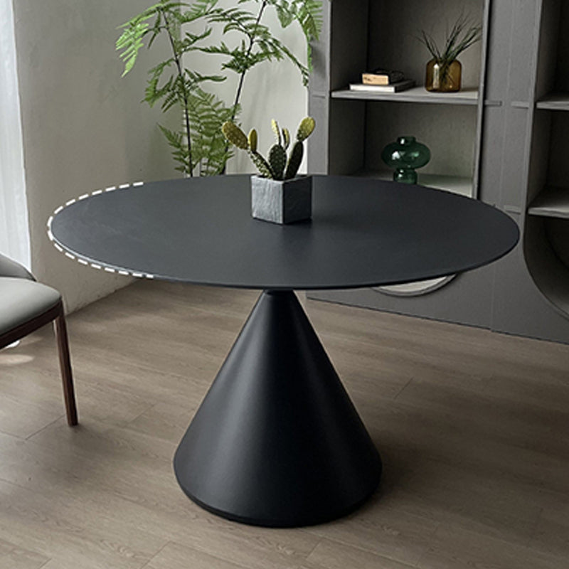 Contemporary Style Round Dining Table Steel Pedestal Base Table for Home