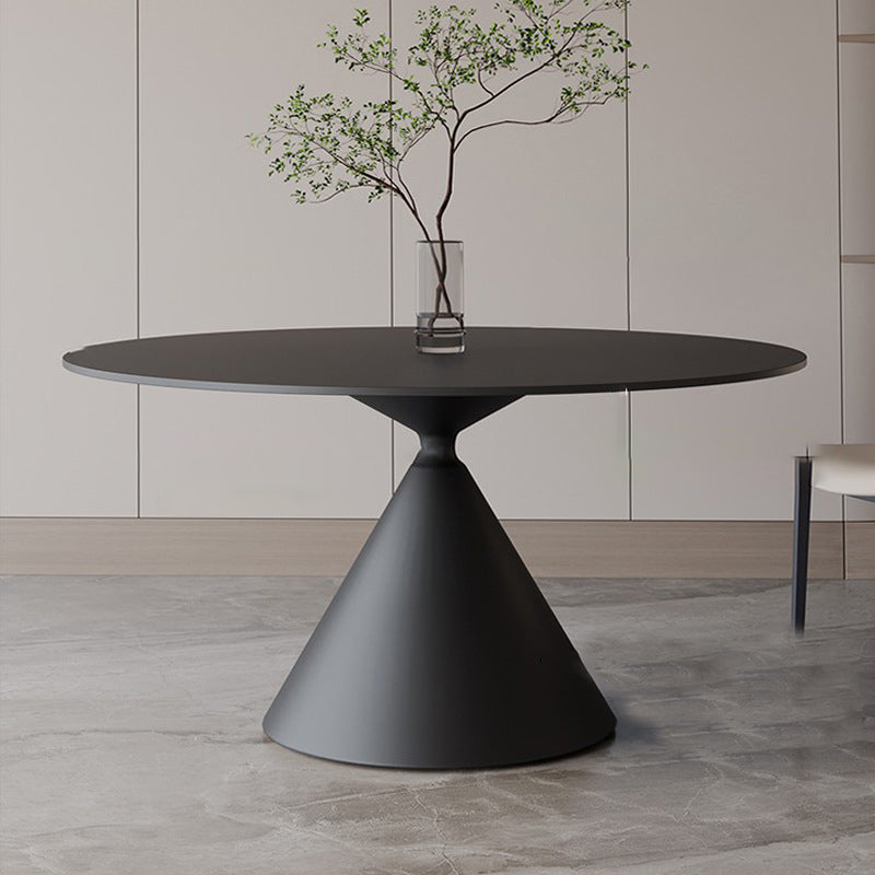 Contemporary Style Round Dining Table Steel Pedestal Base Table for Home