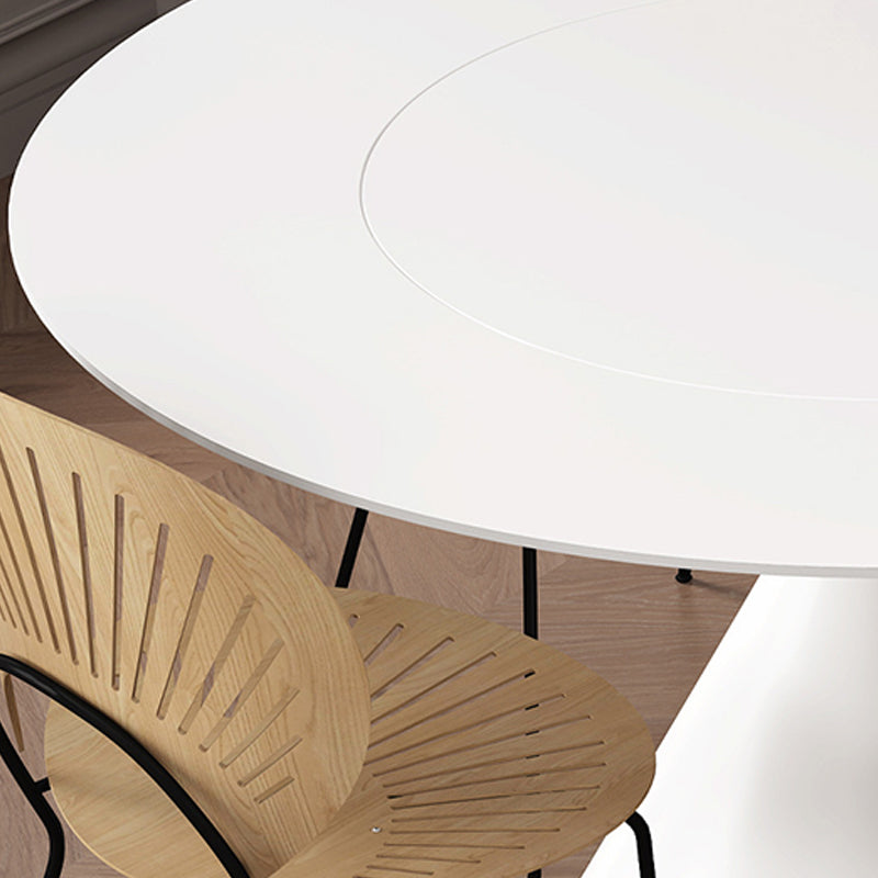 Contemporary Style Round Dining Table Steel Pedestal Base Table for Home