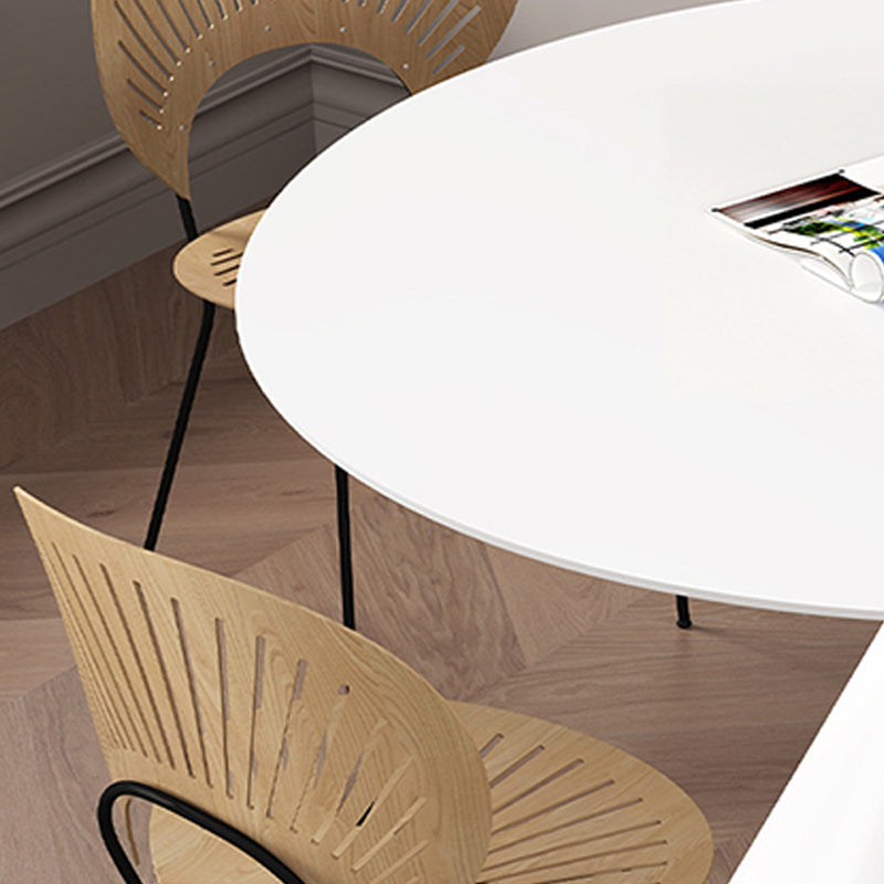 Contemporary Style Round Dining Table Steel Pedestal Base Table for Home