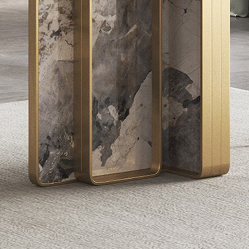 Modern Rectangle Double Pedestal Table Stainless Steel Base Dining Table