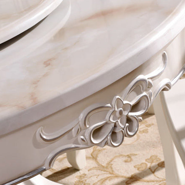 Stone Top Dining Table Round Dining Table with Pedestal Base in White