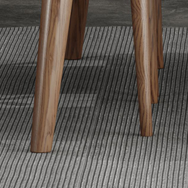 Mid-Century Modern Dining Table Stone Top Table with 4 Wood Legs