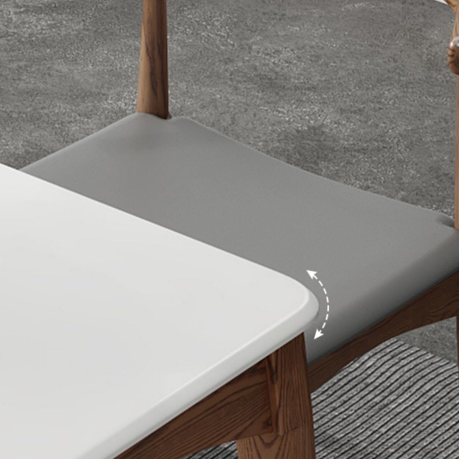 Mid-Century Modern Dining Table Stone Top Table with 4 Wood Legs