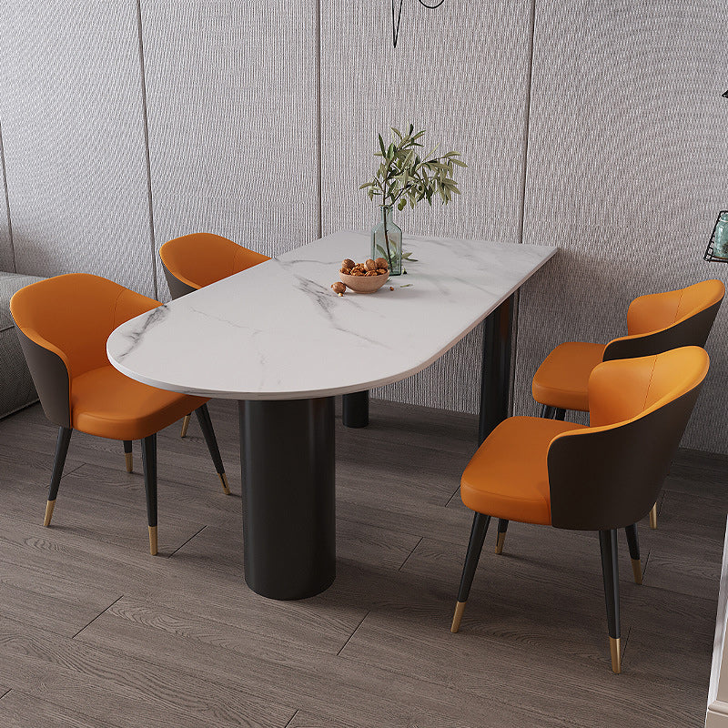 Stone Top Dining Table Modern Dining Table with 3 Legs in Black